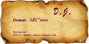 Deman János névjegykártya